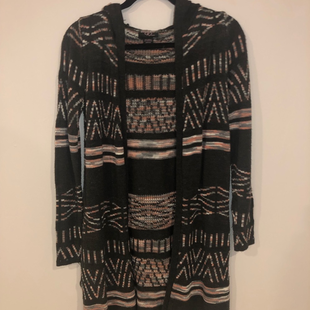 long sleeve cardigan with a hood